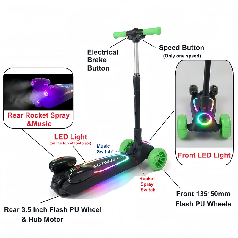 3-Wheel Kids Electric Scooter with LED Lights(12V 80W) SG06S 3-Wheel Kids Electric Scooter with LED Lights(12V 80W) SG06S